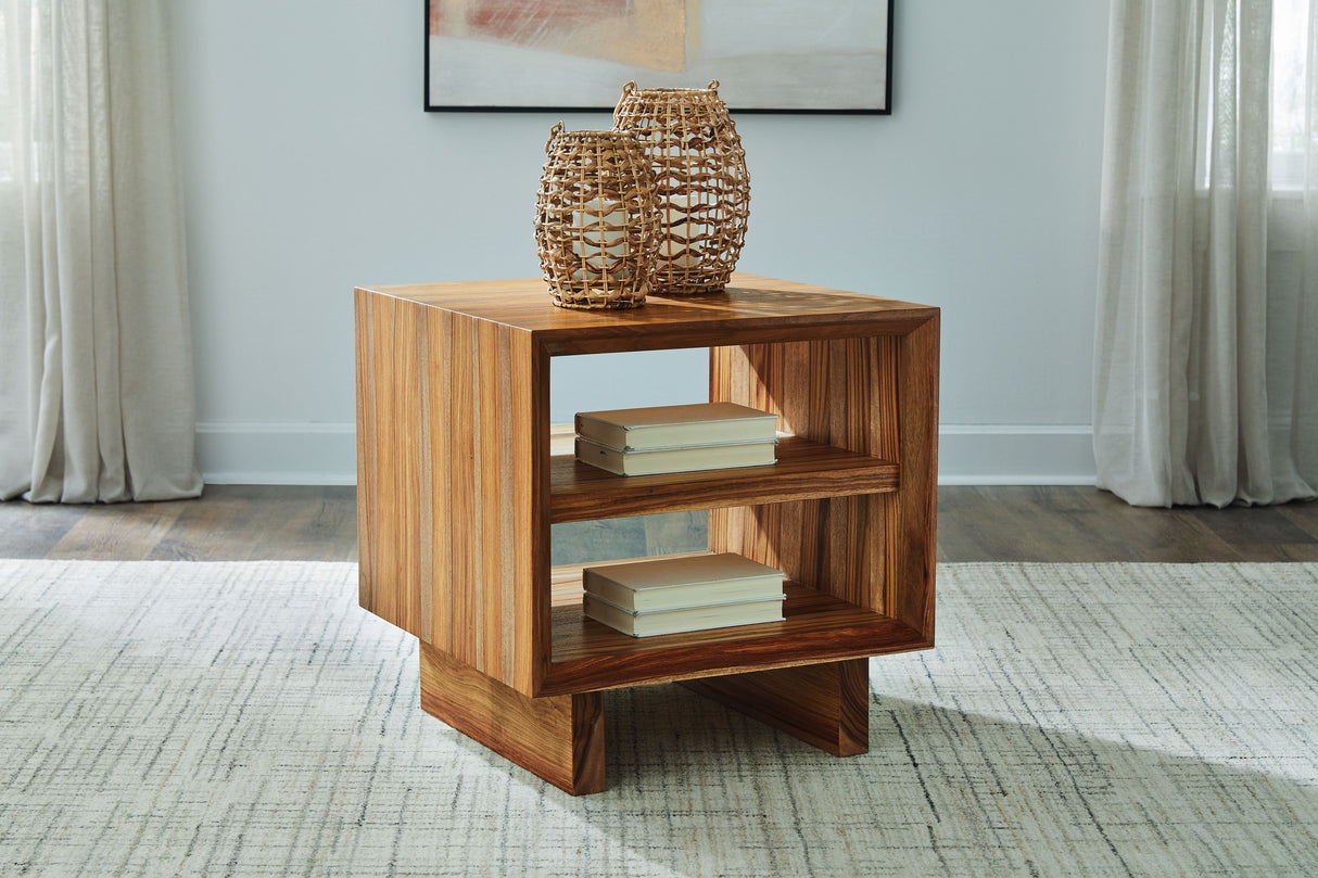 Dressonni - Brown - Square End Table by Signature Design by Ashley® | Bel Furniture