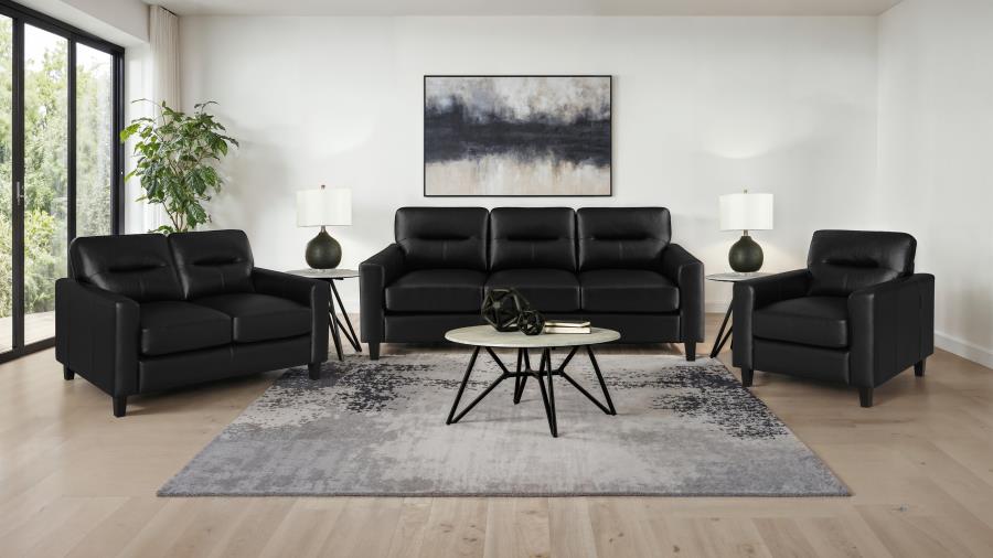 Scotland - Faux Leather Upholstered Track Arm Chair