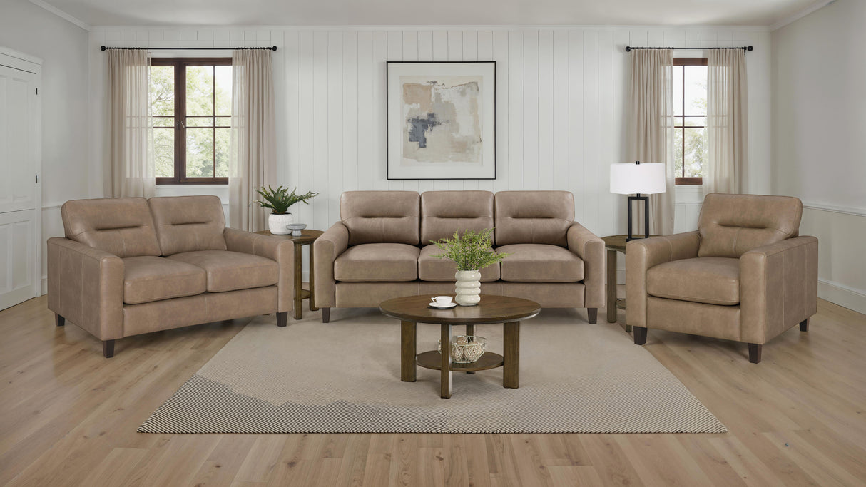 Scotland - Faux Leather Upholstered Sofa Set