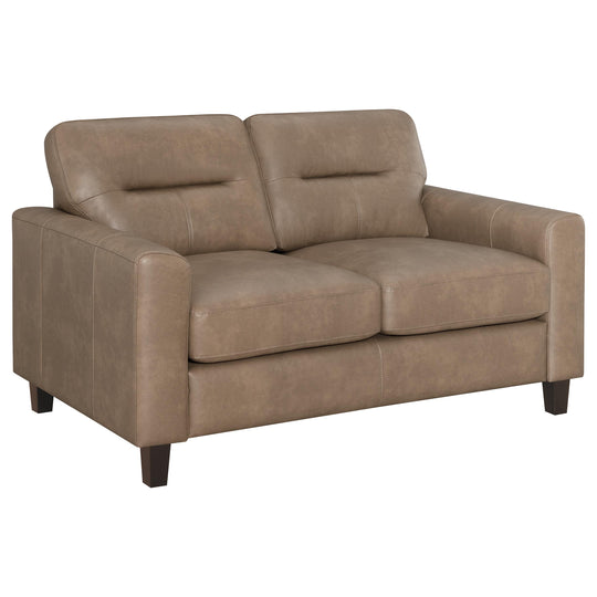 Scotland - Faux Leather Upholstered Track Arm Loveseat