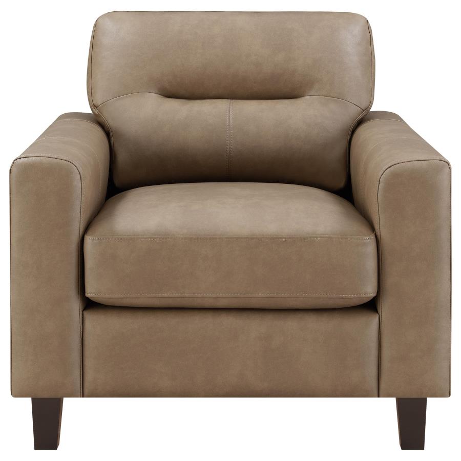 Scotland - Faux Leather Upholstered Track Arm Chair