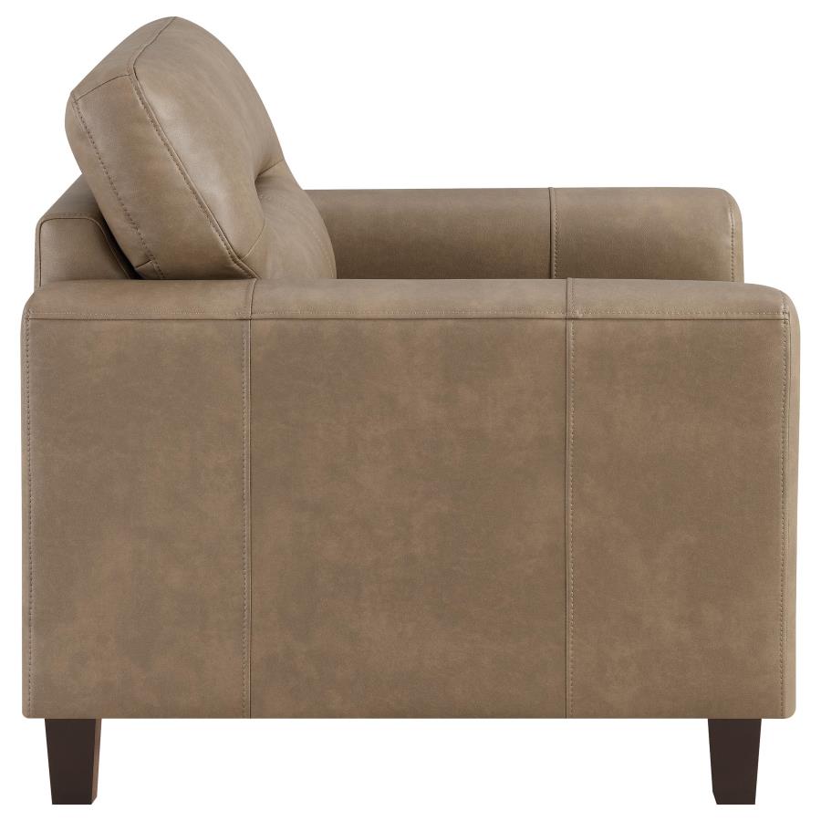 Scotland - Faux Leather Upholstered Track Arm Chair
