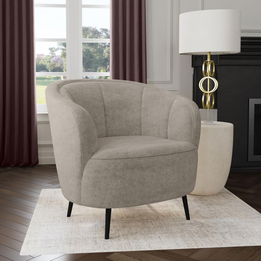 Ellorie - Upholstered Channel Back Curved Chair - Beige