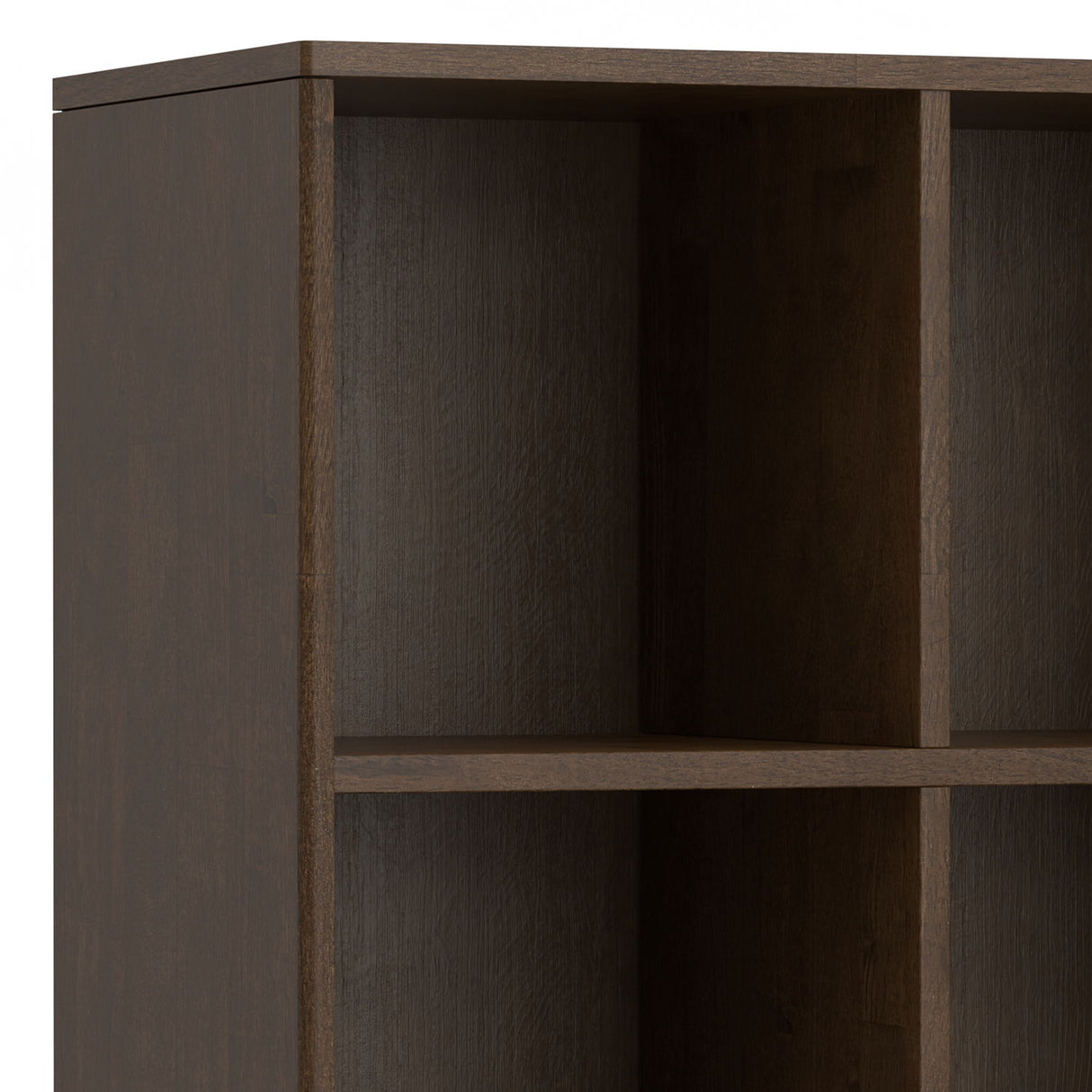 Harper - Low 6 Cube Storage With Drawers - Walnut Brown by Simpli-Home | Bel Furniture