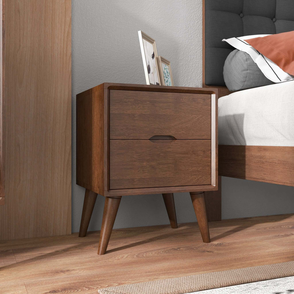 Alexandra - Night Stand With 2 Drawers - Walnut Brown by Ashcroft Furniture | Bel Furniture