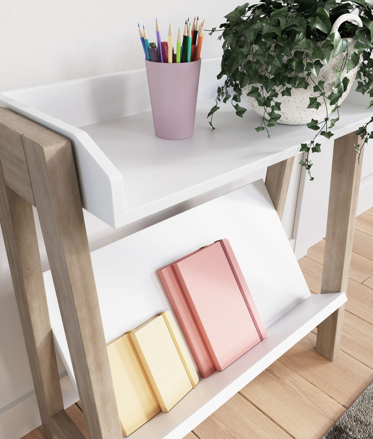 Blariden - White / Tan - Small Bookcase by Signature Design by Ashley® | Bel Furniture