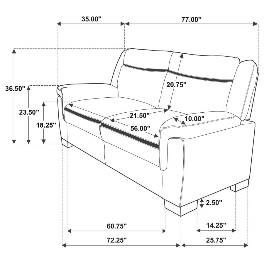 Arabella - Upholstered Padded Arm Sofa Set