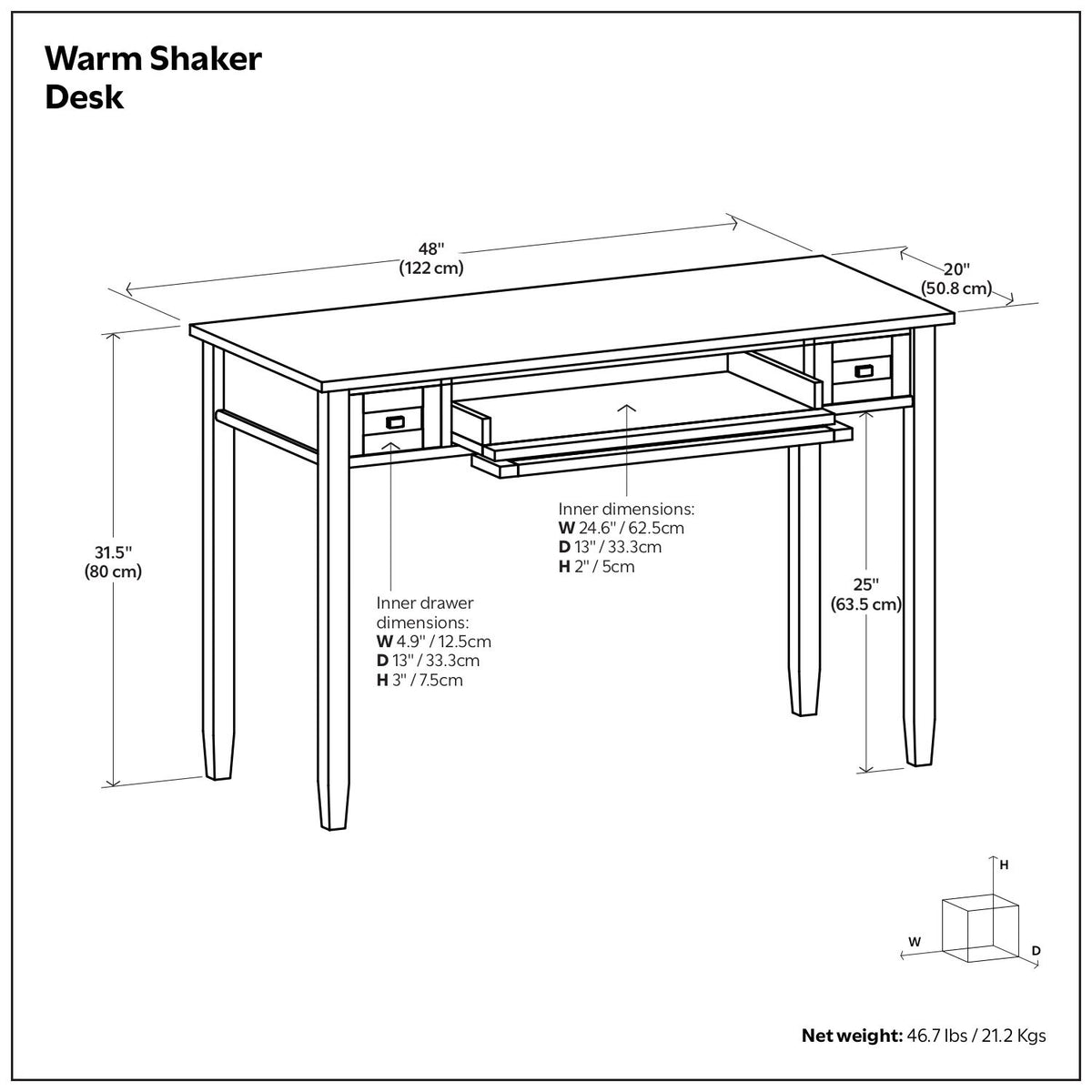 Warm Shaker - Desk - Light Brown