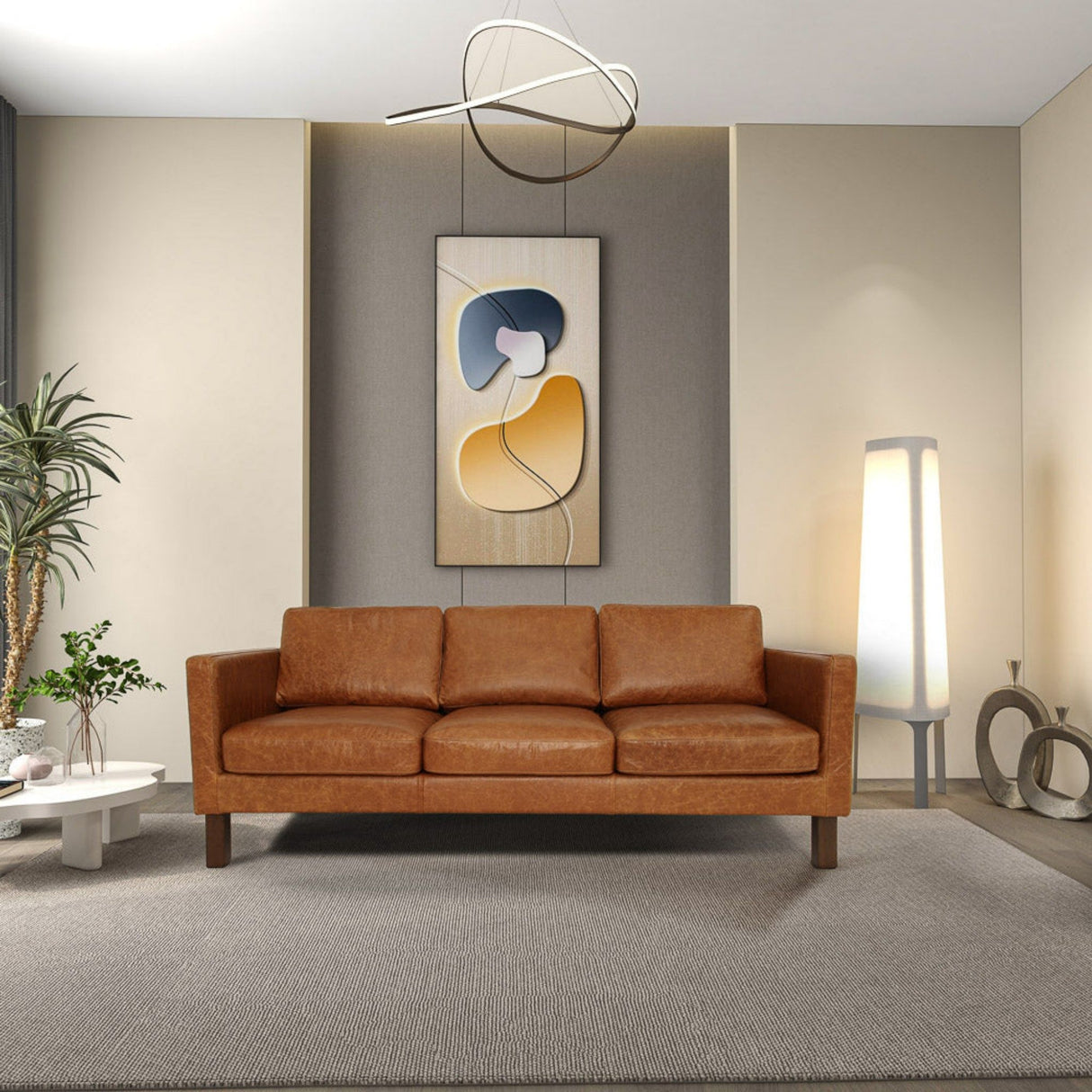 Memphis - Waxy Sofa - Cognac by Ashcroft Furniture | Bel Furniture
