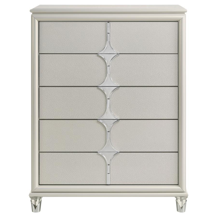 Olivia - 5-Drawer Bedroom Chest Of Drawers - Pearl White by Coaster Fine Furniture | Bel Furniture