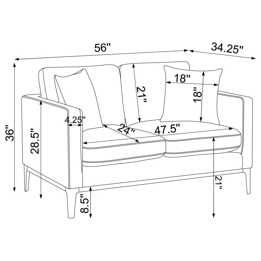 Apperson - Upholstered Track Arm Loveseat - Light Gray