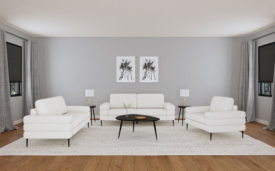Jessel Chenille Upholstered Sofa Set Ivory