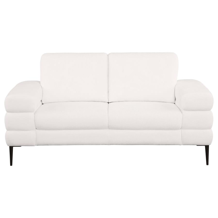 Jessel Chenille Upholstered Track Arm Loveseat Ivory