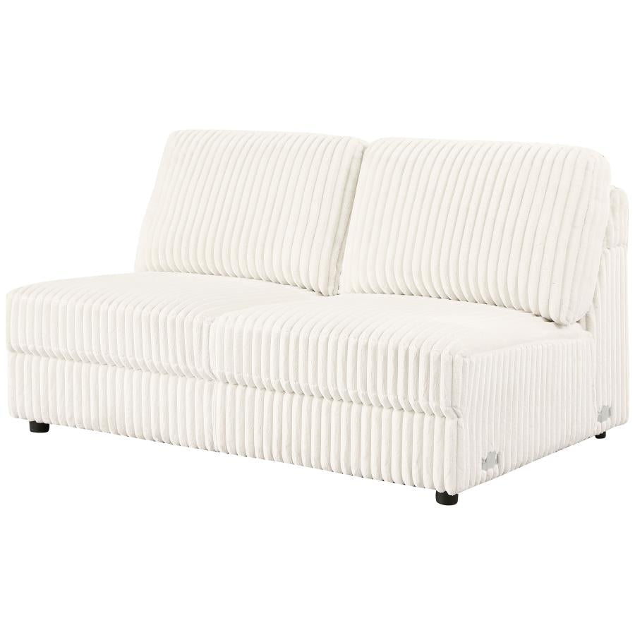 Emberson Upholstered Armless Loveseat / Wedge Ivory