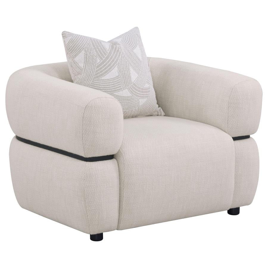 Jeanette - Fabric Upholstered Round Arm Sofa Set