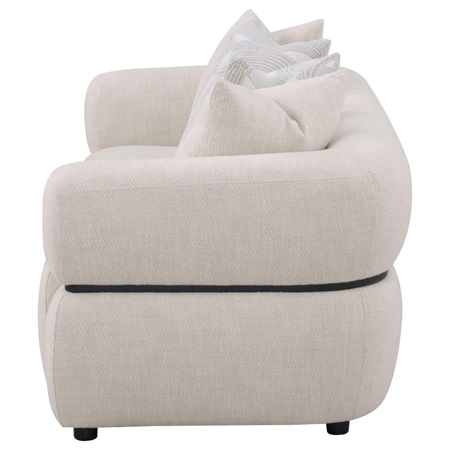 Jeanette - 84" Fabric Upholstered Round Arm Sofa - Beige
