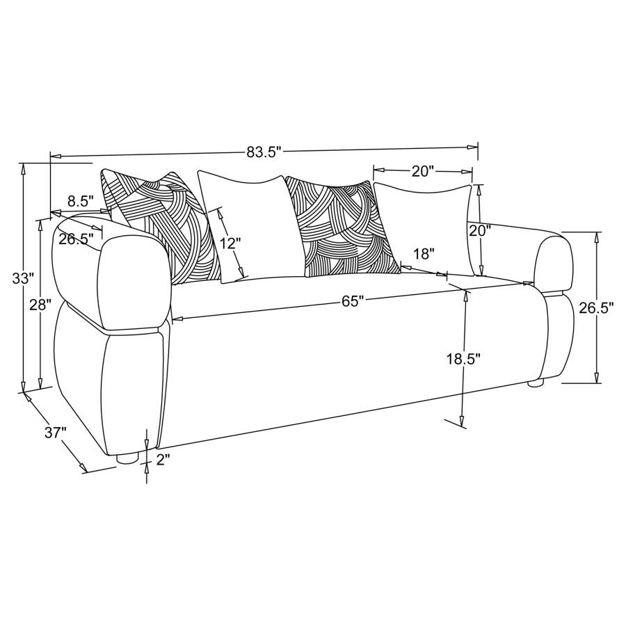 Jeanette - 84" Fabric Upholstered Round Arm Sofa - Beige
