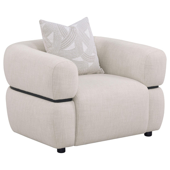 Jeanette - Fabric Upholstered Round Arm Accent Chair - Beige