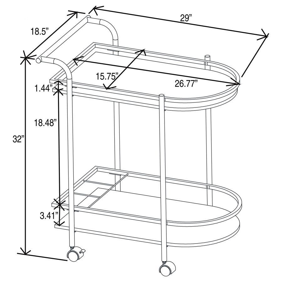 Desiree - 2-Tier Faux Marble Shelf Metal Bar Cart by CoasterEveryday | Bel Furniture