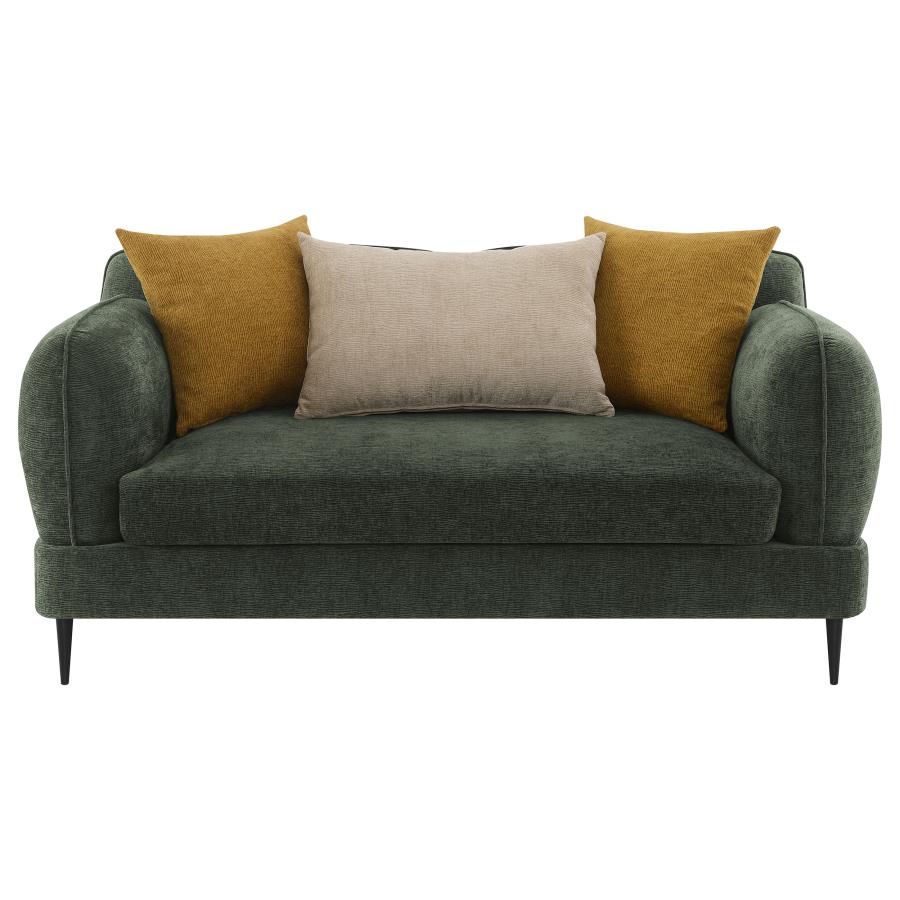 Jade - Chenille Upholstered Modern Track Arm Loveseat