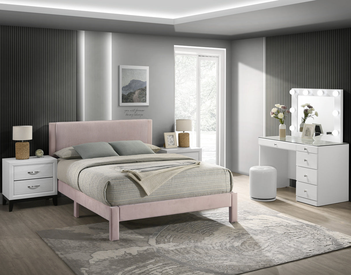 Lucia Full Bed Light Grey / Pink