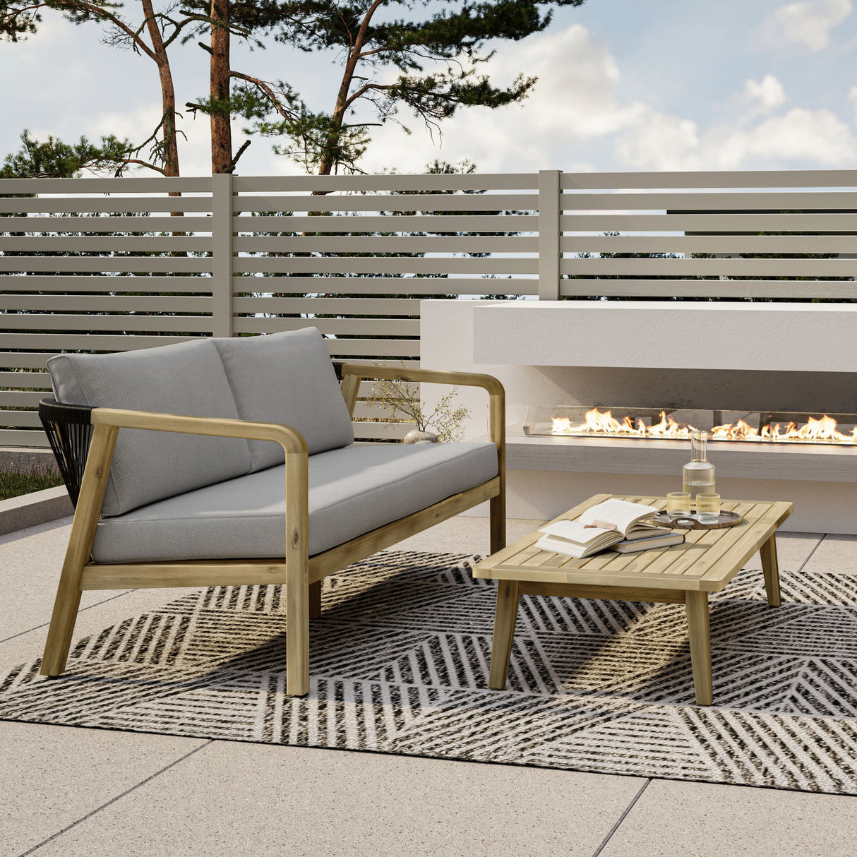 Palmetto - Outdoor Sofa - Stone Gray by Simpli-Home | Bel Furniture