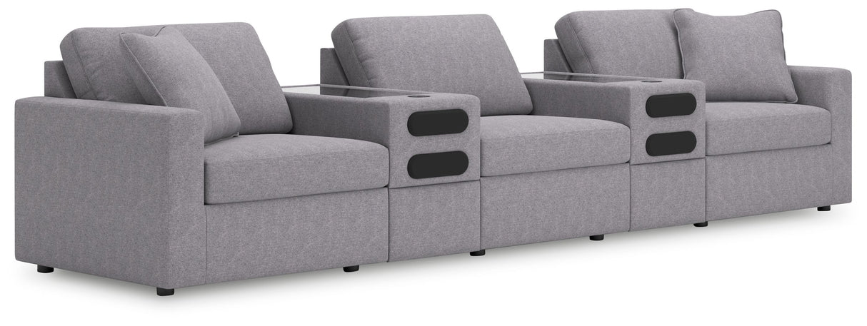 Modmax - Granite - Sectional Gray 5 Pc. Sectional With Audio Consoles by Signature Design by Ashley® | Bel Furniture
