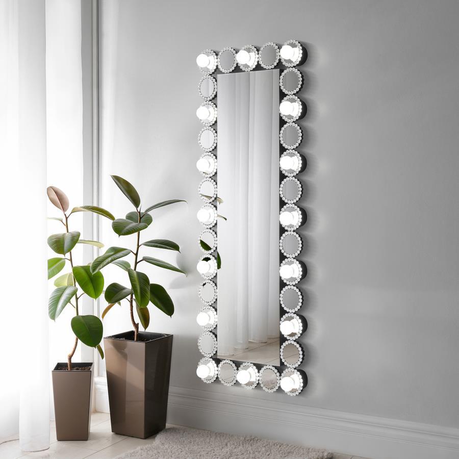 Aghes - Wall Mirror With Lighting - Silver by CoasterElevations | Bel Furniture