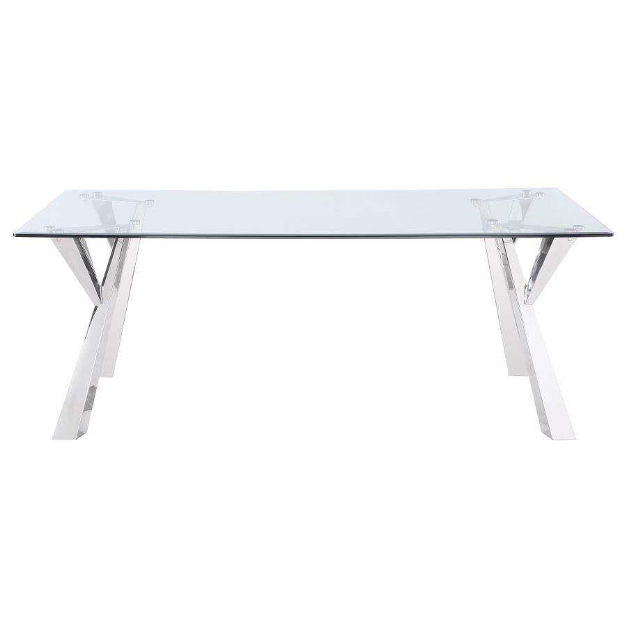 Alaia - Rectangular Glass Top Dining Table - Chrome by Coaster Fine Furniture | Bel Furniture