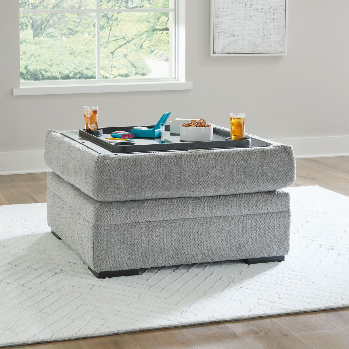 Casselbury - Cement - Ottoman With Storage by Signature Design by Ashley® | Bel Furniture