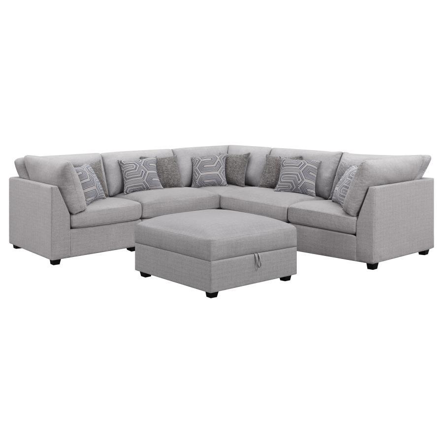 Cambria - Upholstered Modular Sectional Sofa Gray 6 Pc. Corner Sectional, Ottoman by CoasterElevations | Bel Furniture