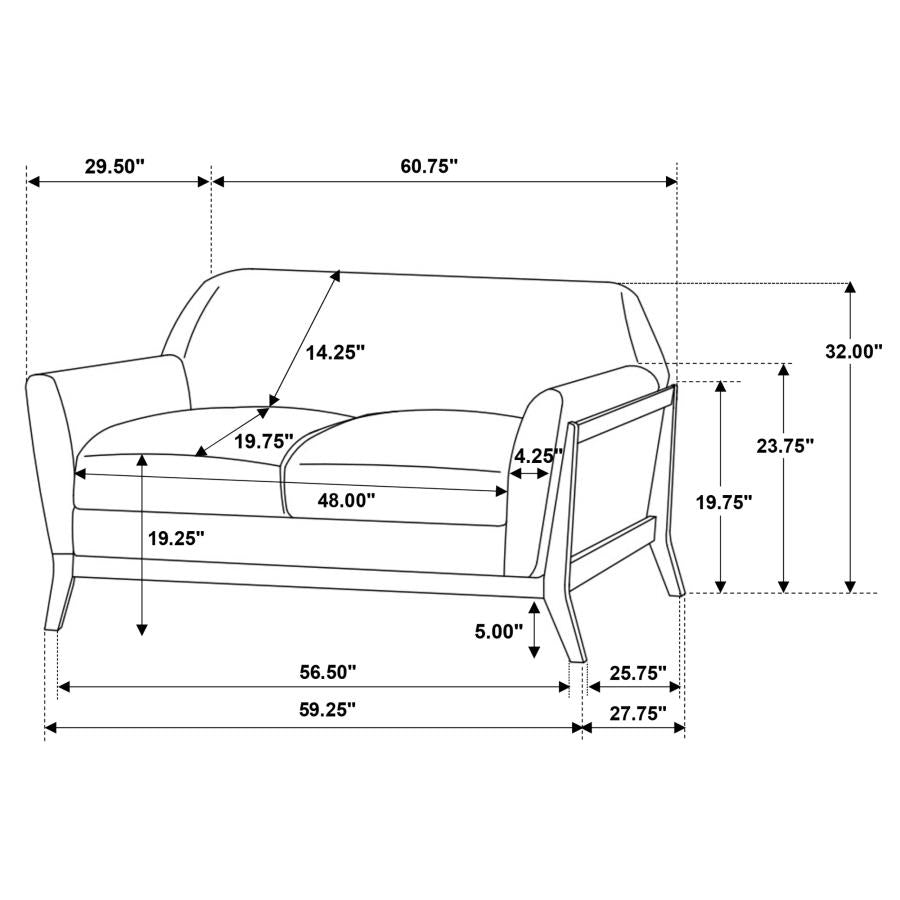 Vaughn - Fabric Upholstered Flared Arm Loveseat - Gray
