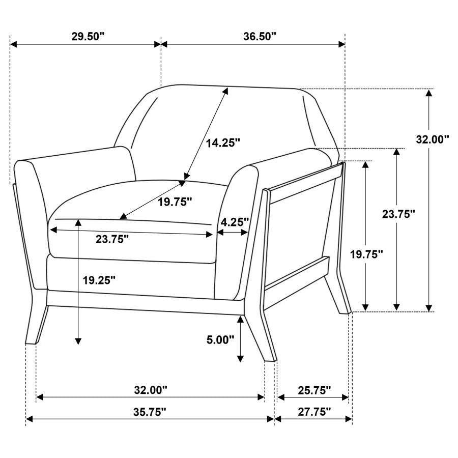 Vaughn - Fabric Upholstered Flared Arm Accent Chair - Gray