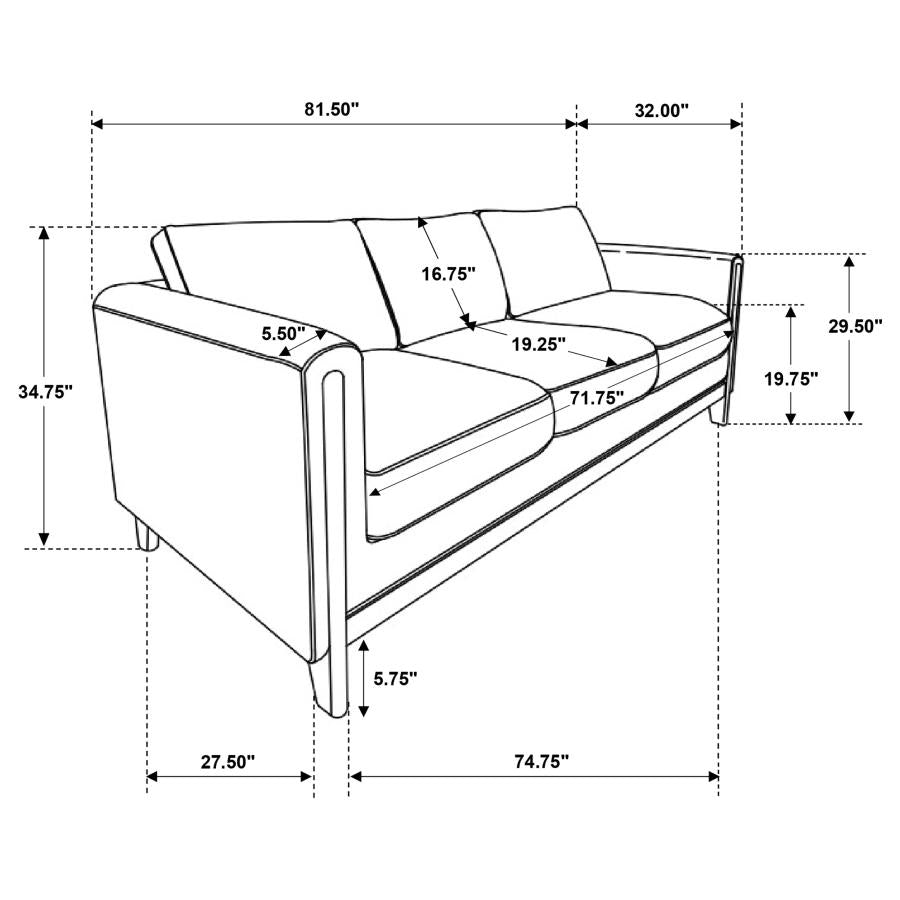 Islington - Fabric Upholstered Panel Arm Sofa - Taupe