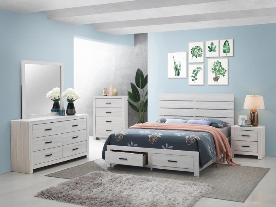 Brantford - Bedroom Set White 5 Pc. Bed, Dresser, Mirror, Chest, Nightstand King by CoasterEveryday | Bel Furniture