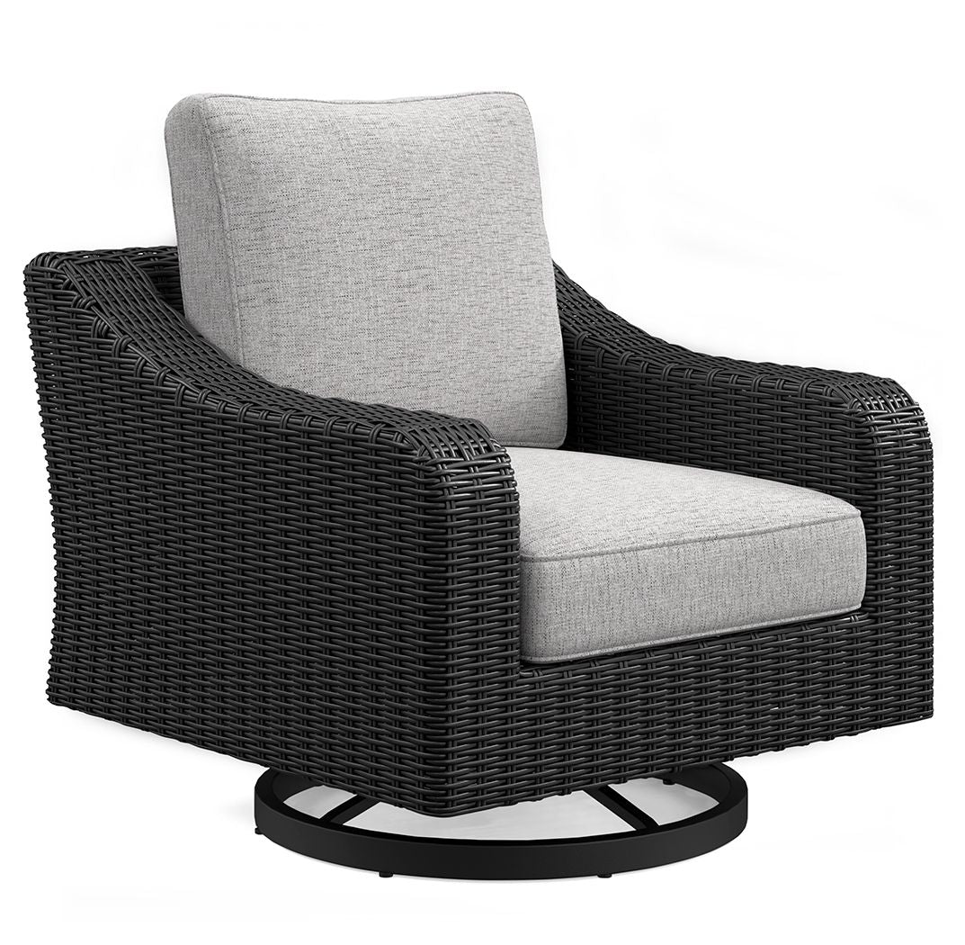 Beachcroft Swivel Lounge Chair Black and Light Gray