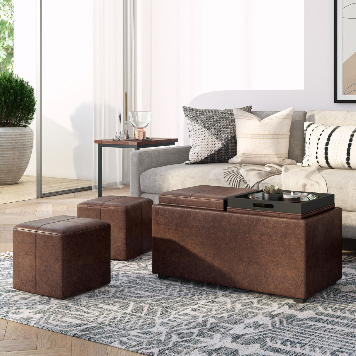 Avalon - 5 Piece Storage Ottoman, Contemporary by Simpli-Home | Bel Furniture