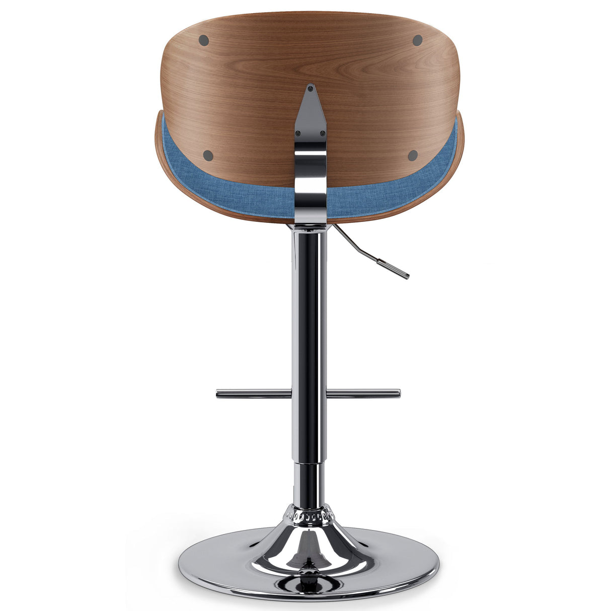 Marana - Bentwood Adjustable Swivel Bar Stool - Blue Linen by Simpli-Home | Bel Furniture