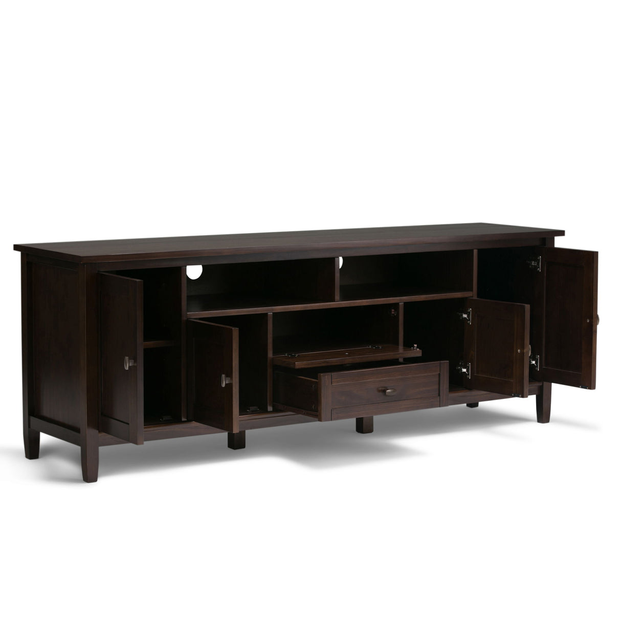 Warm Shaker - TV Media Stand Handcrafted - Tobacco Brown by Simpli-Home | Bel Furniture