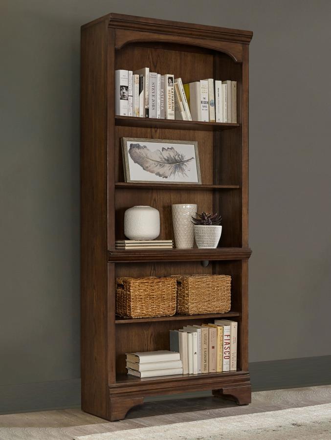 Hartshill - 5-Shelf Bookcase - Burnished Oak by CoasterElevations | Bel Furniture