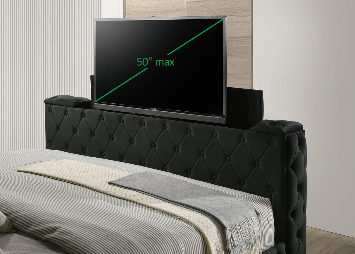 Josephine - Queen Bed With TV Lift - Black