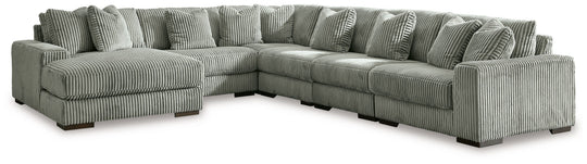 Lindyn - Sectional Pearl Silver 6 Pc. Left Arm Facing Corner Chaise Sectional by Signature Design by Ashley® | Bel Furniture