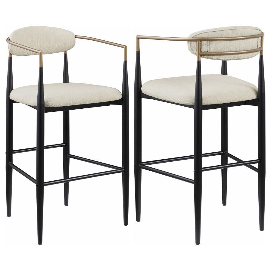 Tina - Metal Pub Height Bar Stool With Upholstered Back And Seat (Set of 2) White by Coaster Fine Furniture | Bel Furniture