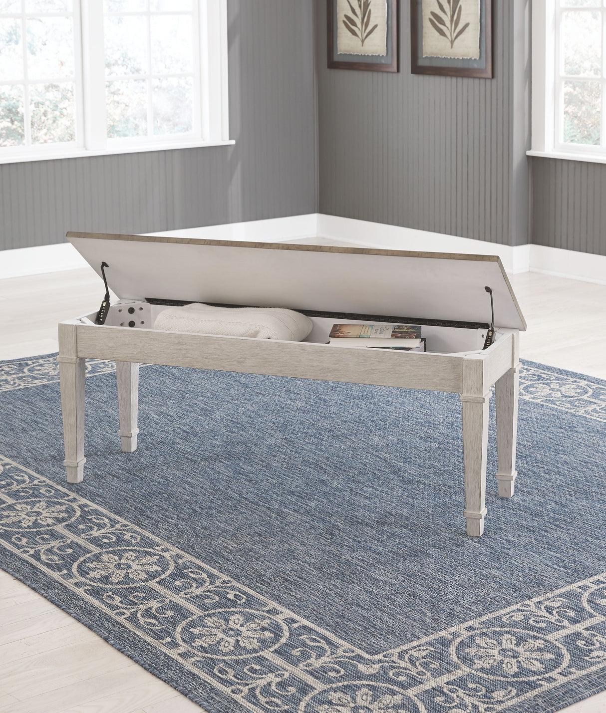 Skempton - White - Storage Bench by Signature Design by Ashley® | Bel Furniture