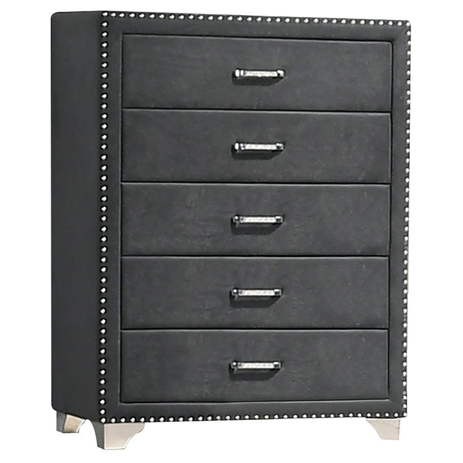 Melody - 5-Drawer Bedroom Chest Dark Gray by CoasterEveryday | Bel Furniture
