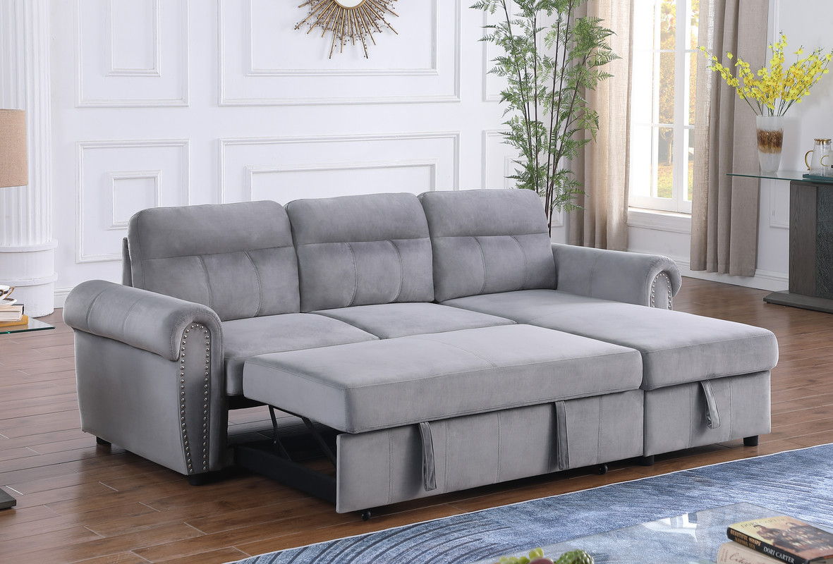 Ashton - Reversible Sleeper Sectional Sofa Chaise by Lilola Home | Bel Furniture
