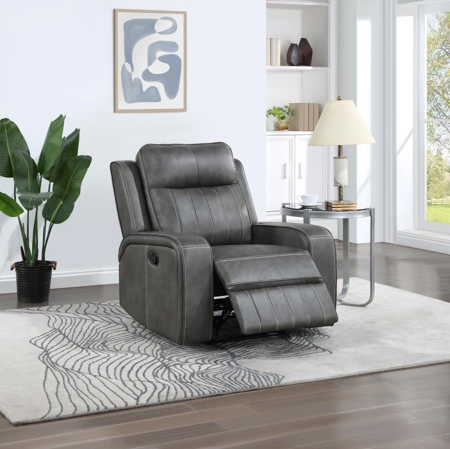 Raelynn - Upholstered Track Arm Recliner by Coaster Fine Furniture | Bel Furniture