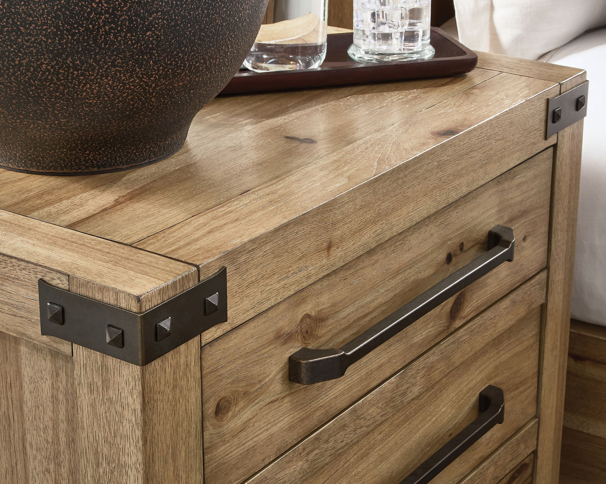 Ridgester - Three Drawer Night Stand - Light Brown