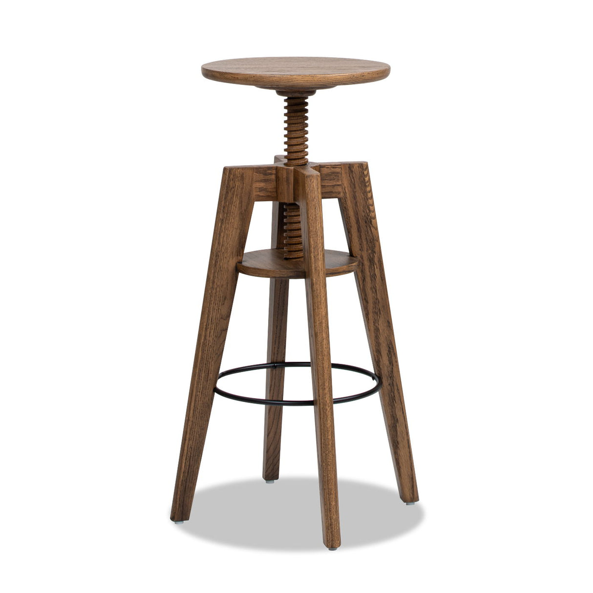 Spencer - Minimalist Oak Adjustable Bar Counter Stool - Walnut Brown Oak by Jennifer Taylor Home | Bel Furniture