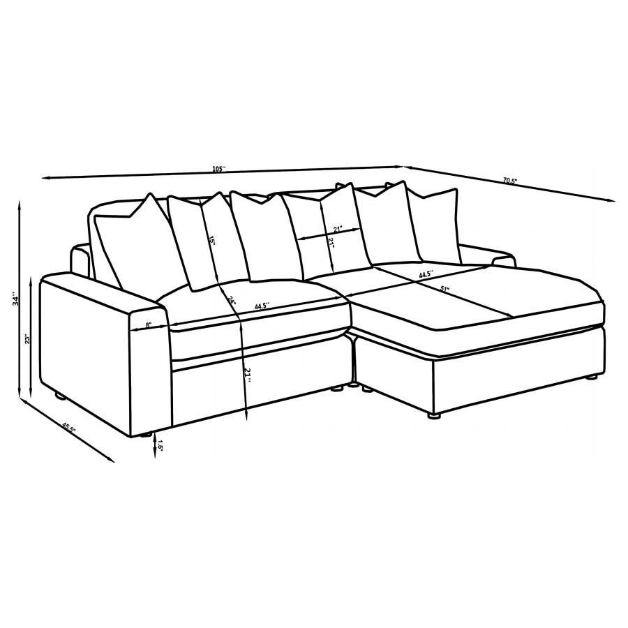 Blaine - Upholstered Reversible Chaise Sectional Sofa by Coaster Fine Furniture | Bel Furniture